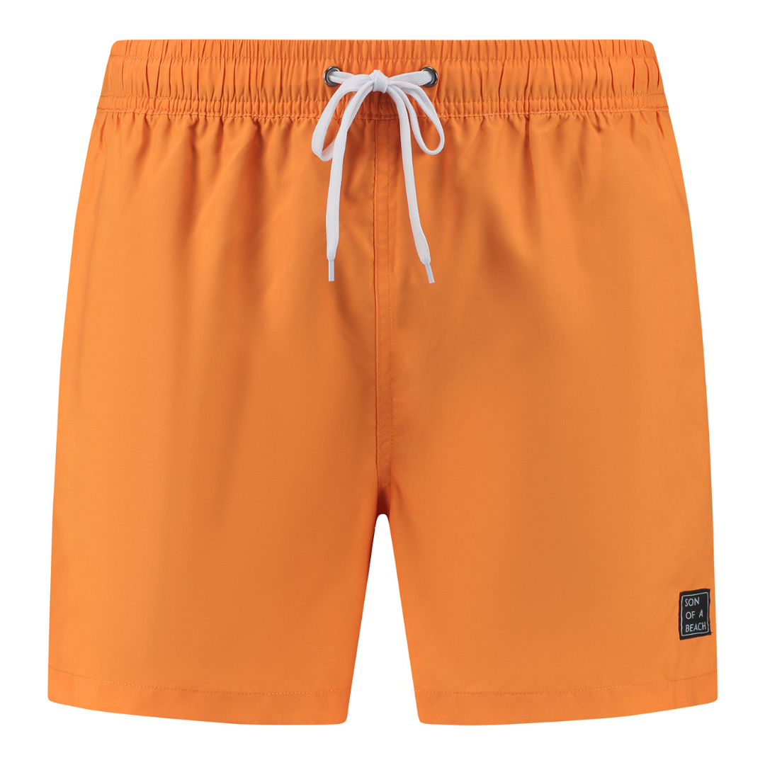 Solid, Orange, Men's swimming trunks