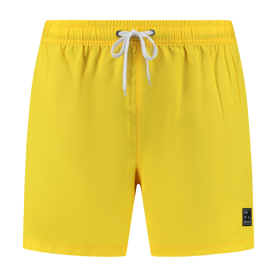 Solid, Yellow, Men's swimming trunks