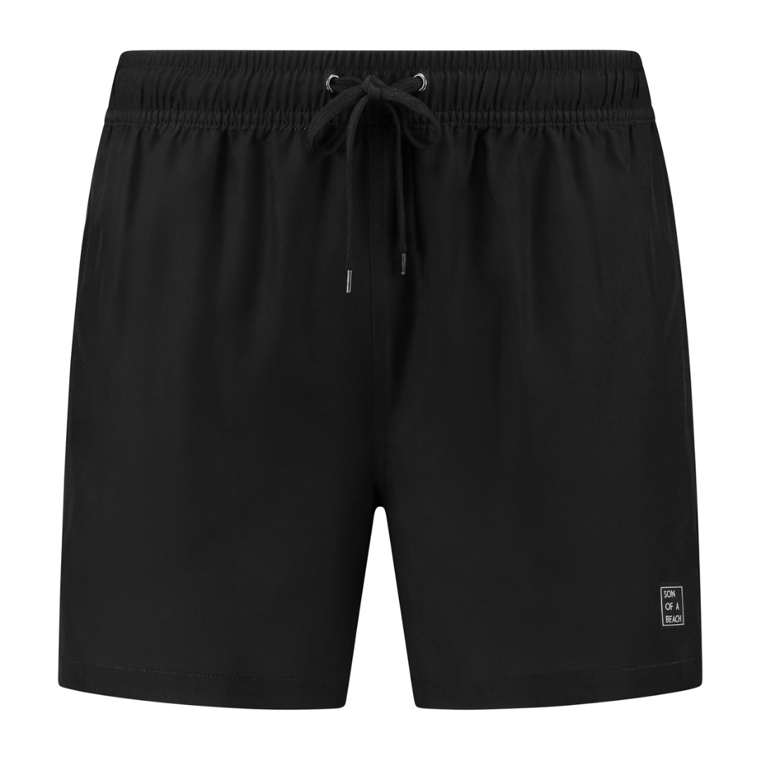 Solid, Black, Men's swimming trunks