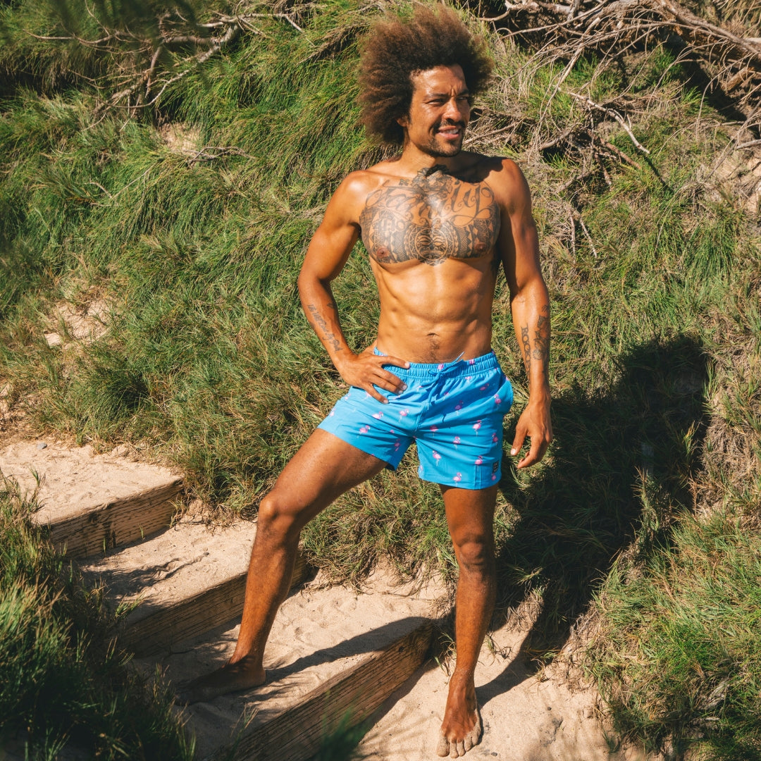 Flamingo, Royal Blue, Men's swimming trunks