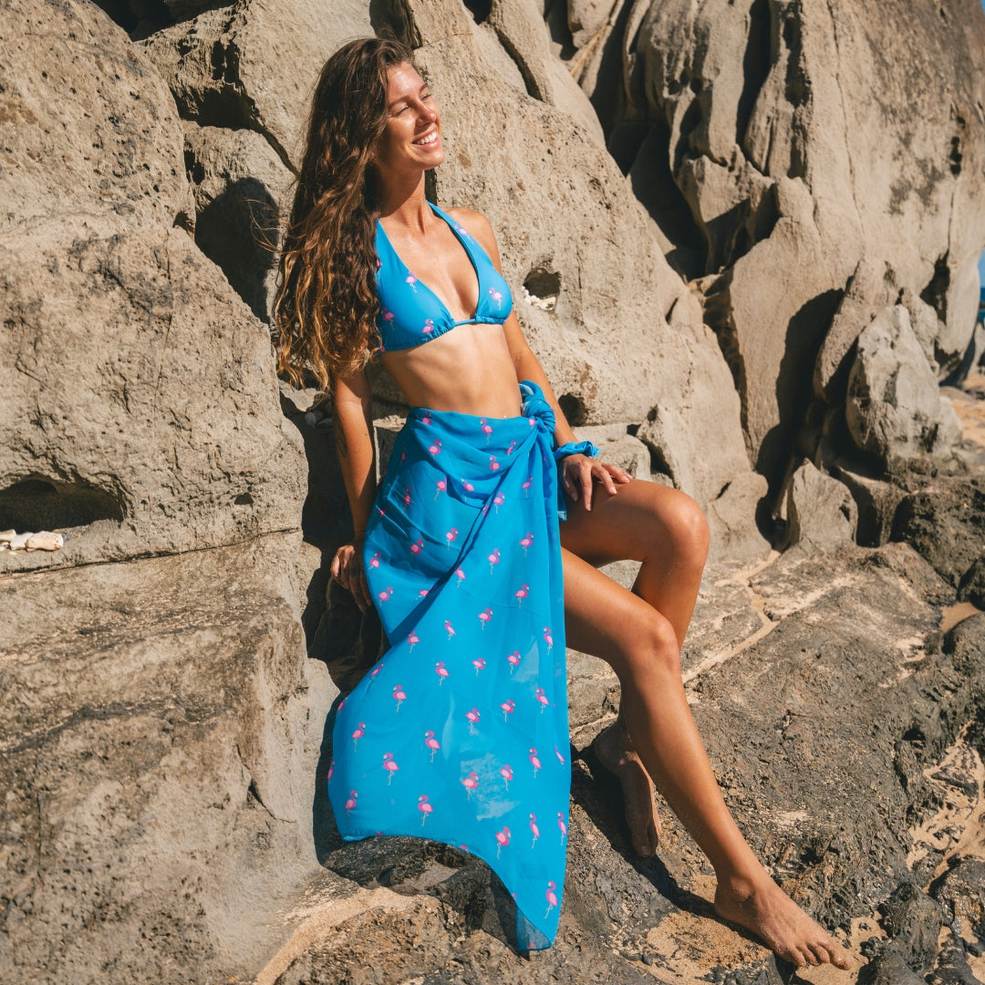 Flamingo, Royal Blue, Mother and daughter swimwear