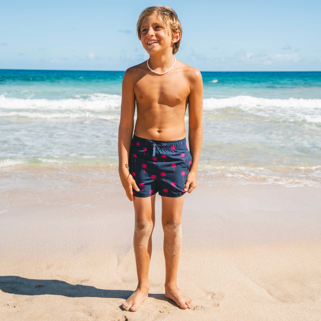 Palm Tree, Blue, Mother and Son Swimwear