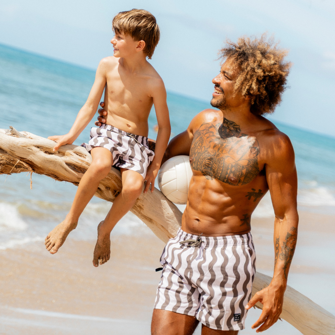 Striped, Wavy green, Men's swim trunks