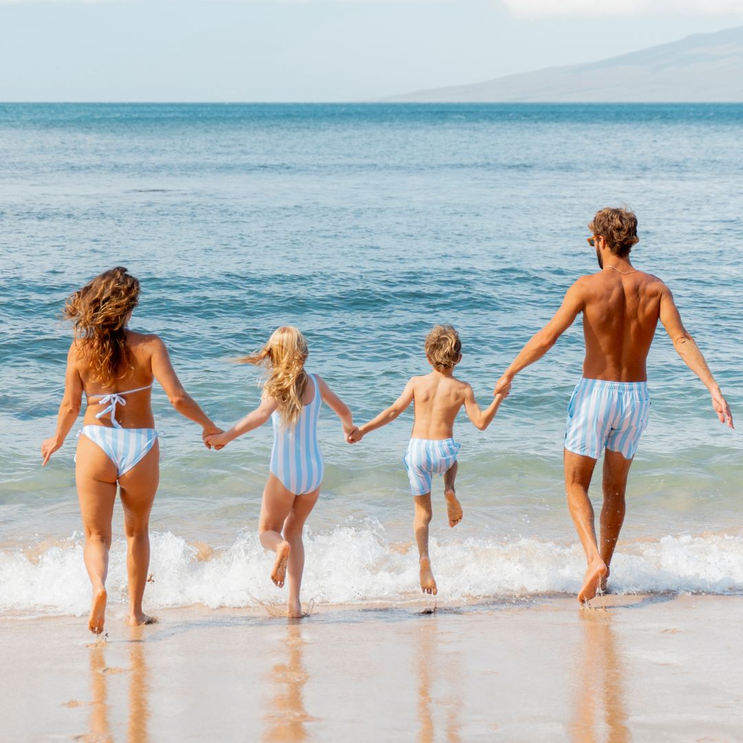Striped, Light Blue, Boys Swim Shorts