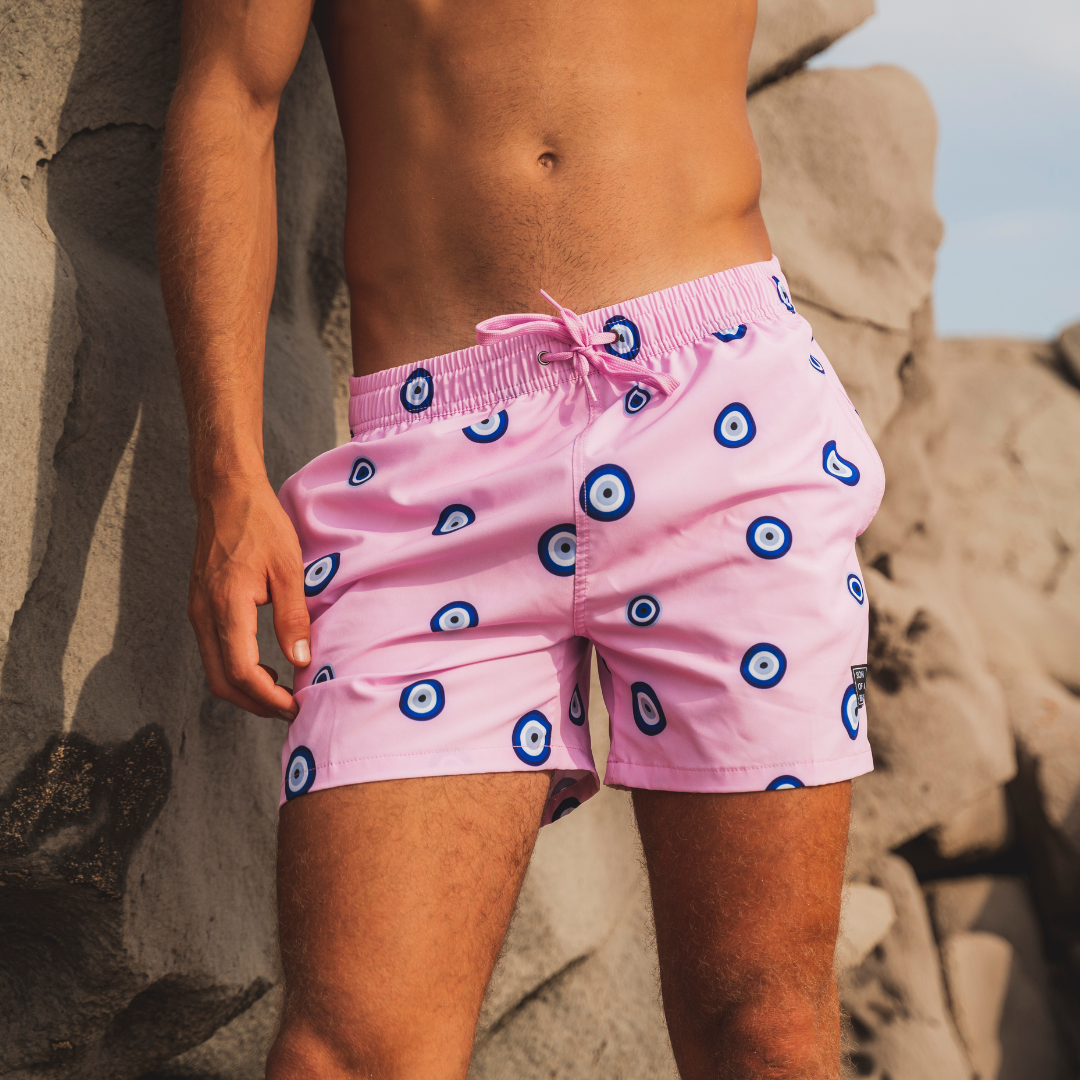 Eye, Pink, Men's swimming trunks