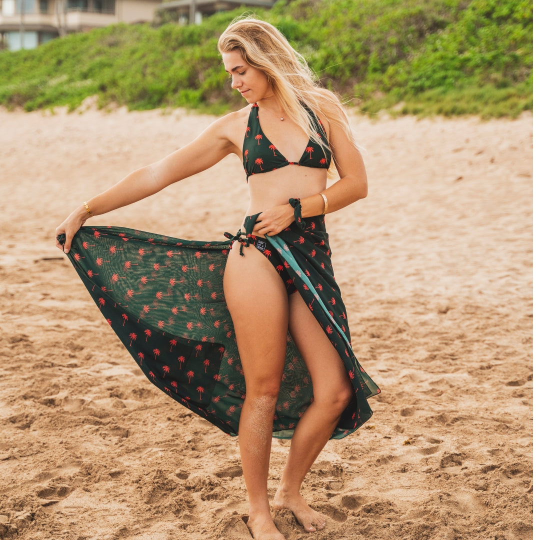 Palm tree, Dark green, Women's shawl