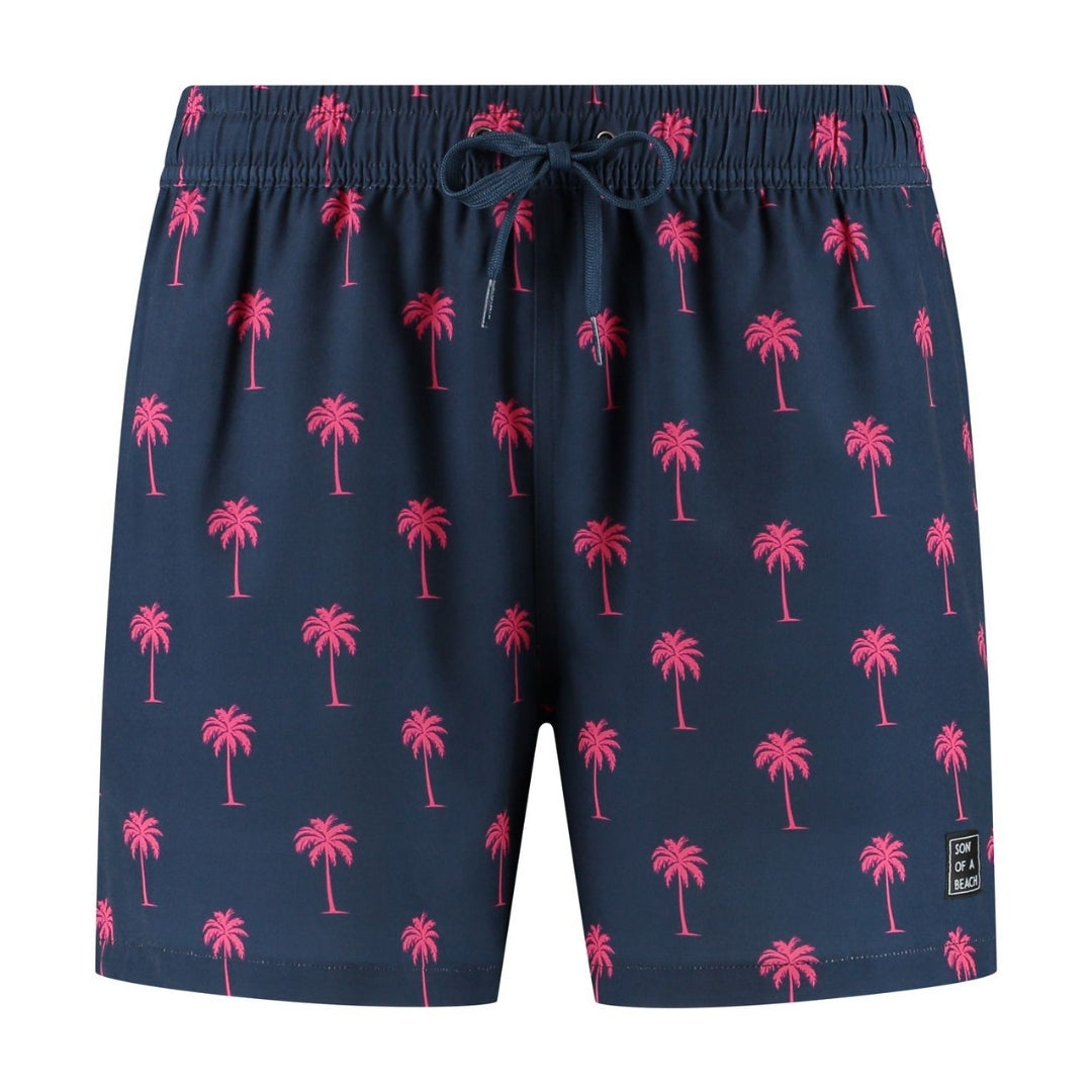 Palm Tree, Blue, Boys Swim Shorts