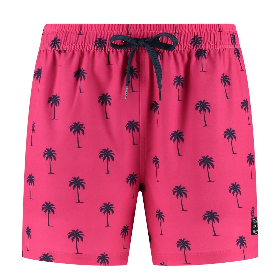 Palm Tree, Pink, Boys Swim Shorts