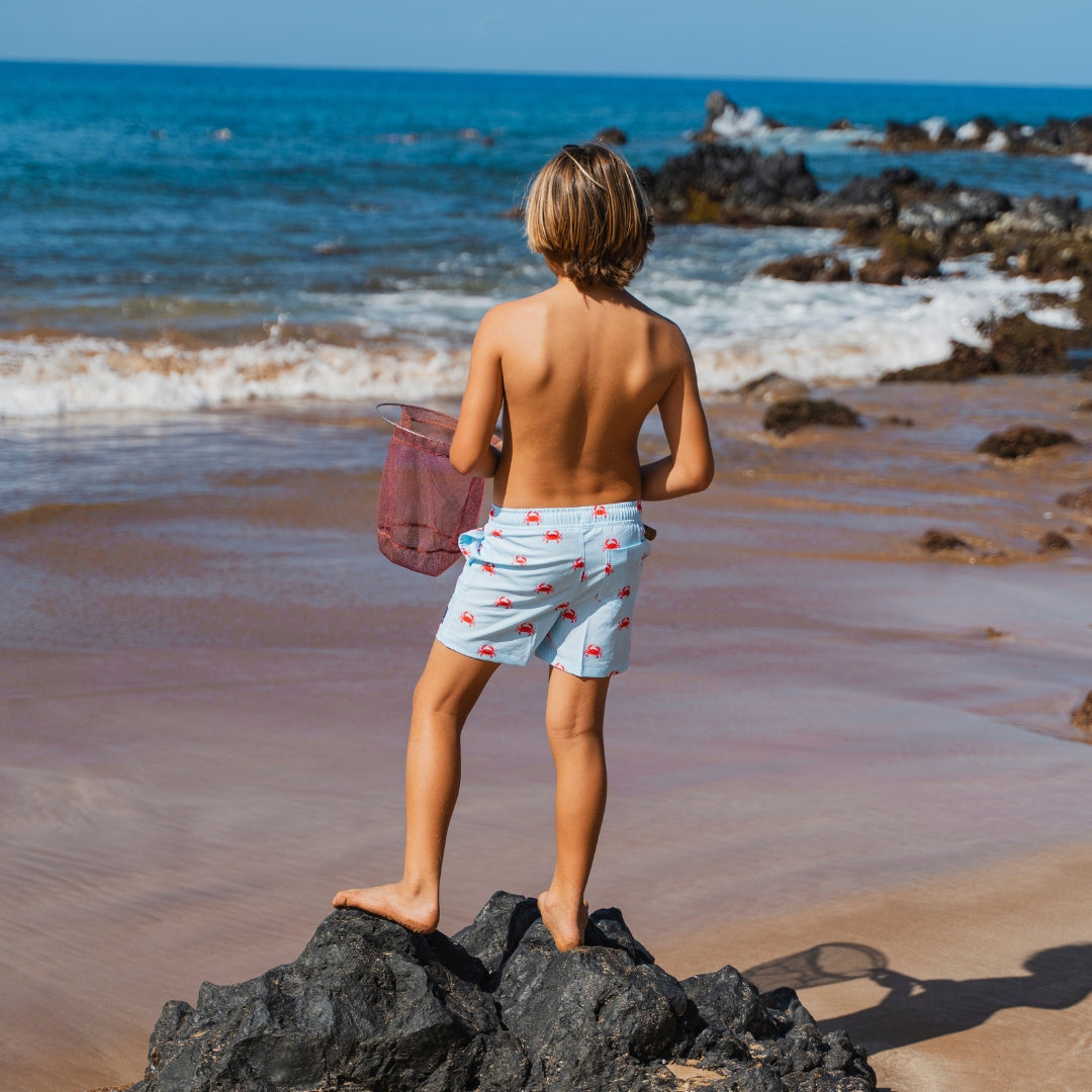 Crab, Light blue, Boys swimming trunks