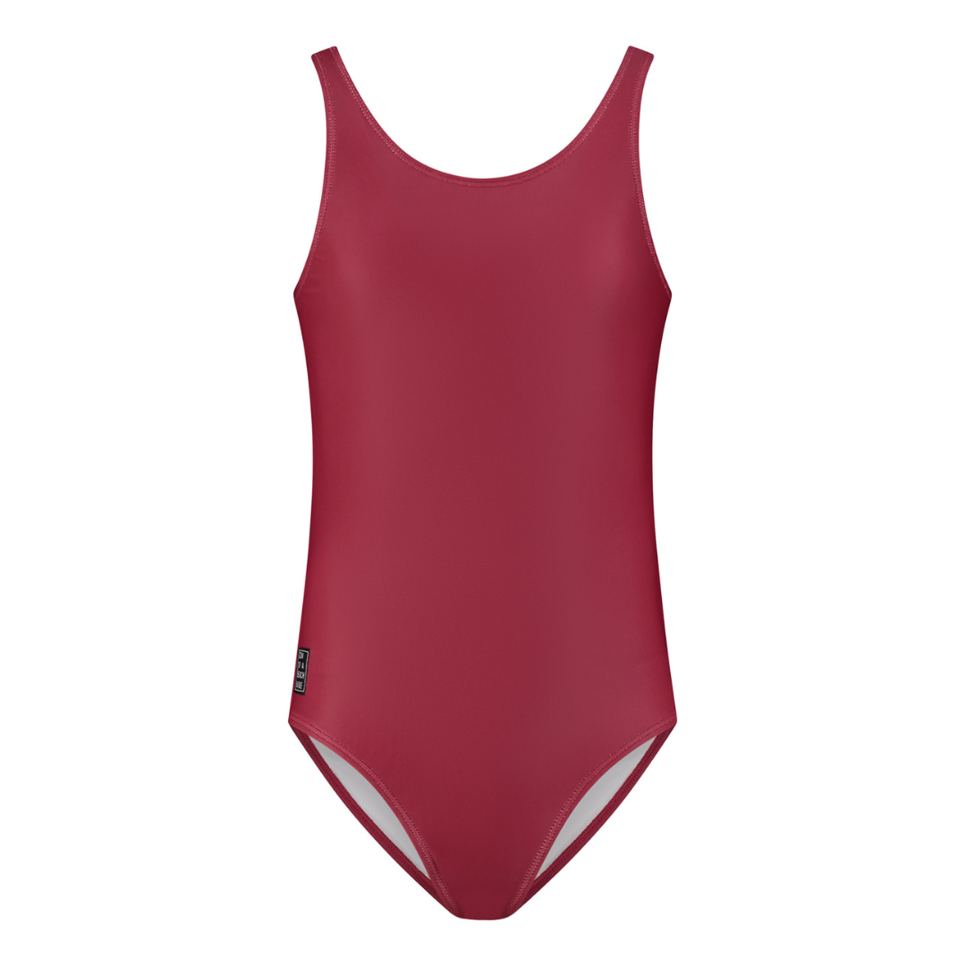 Solid, Dark red, Girls swimsuit
