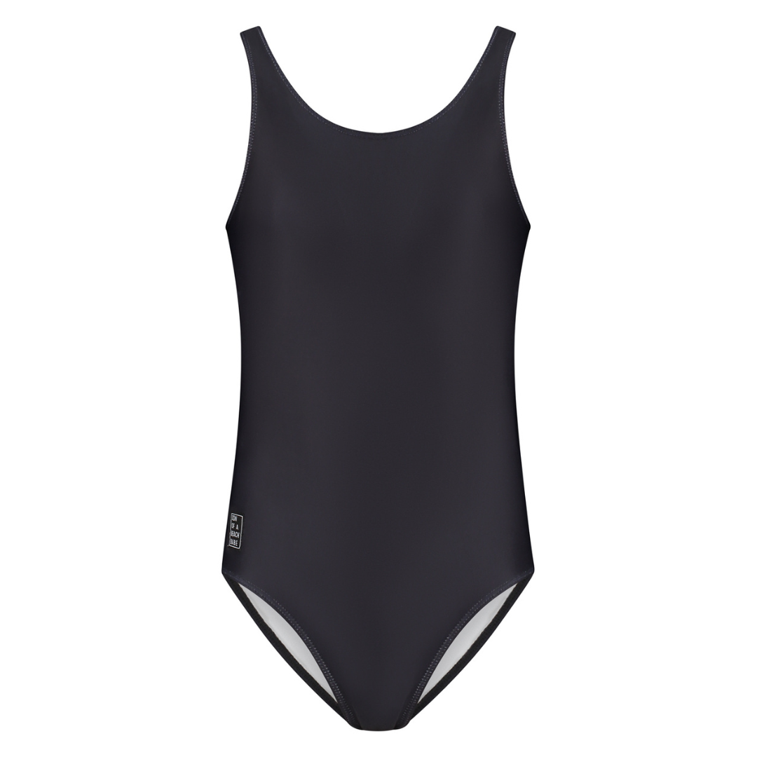Solid, Black, Girls swimsuit