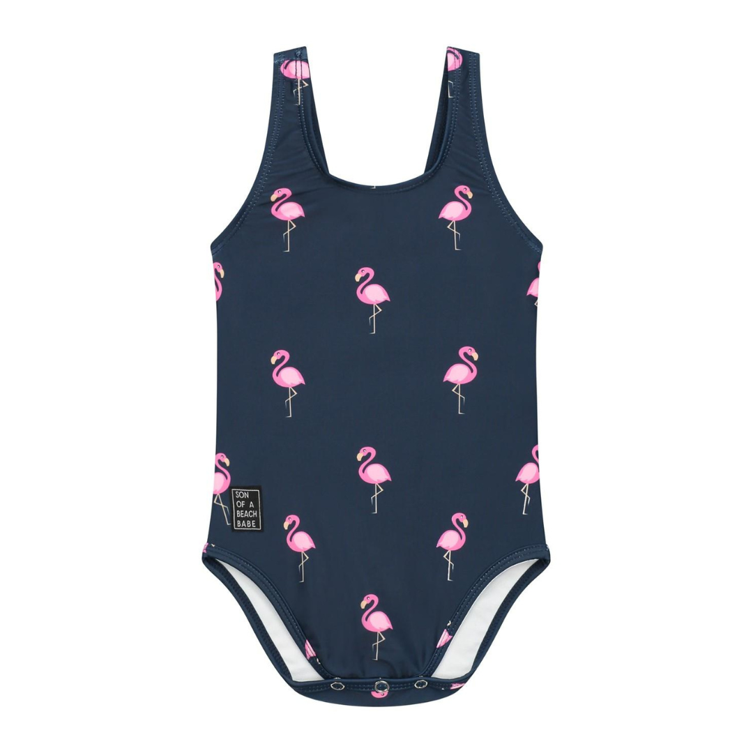 Flamingo, Blue, Girls swimsuit
