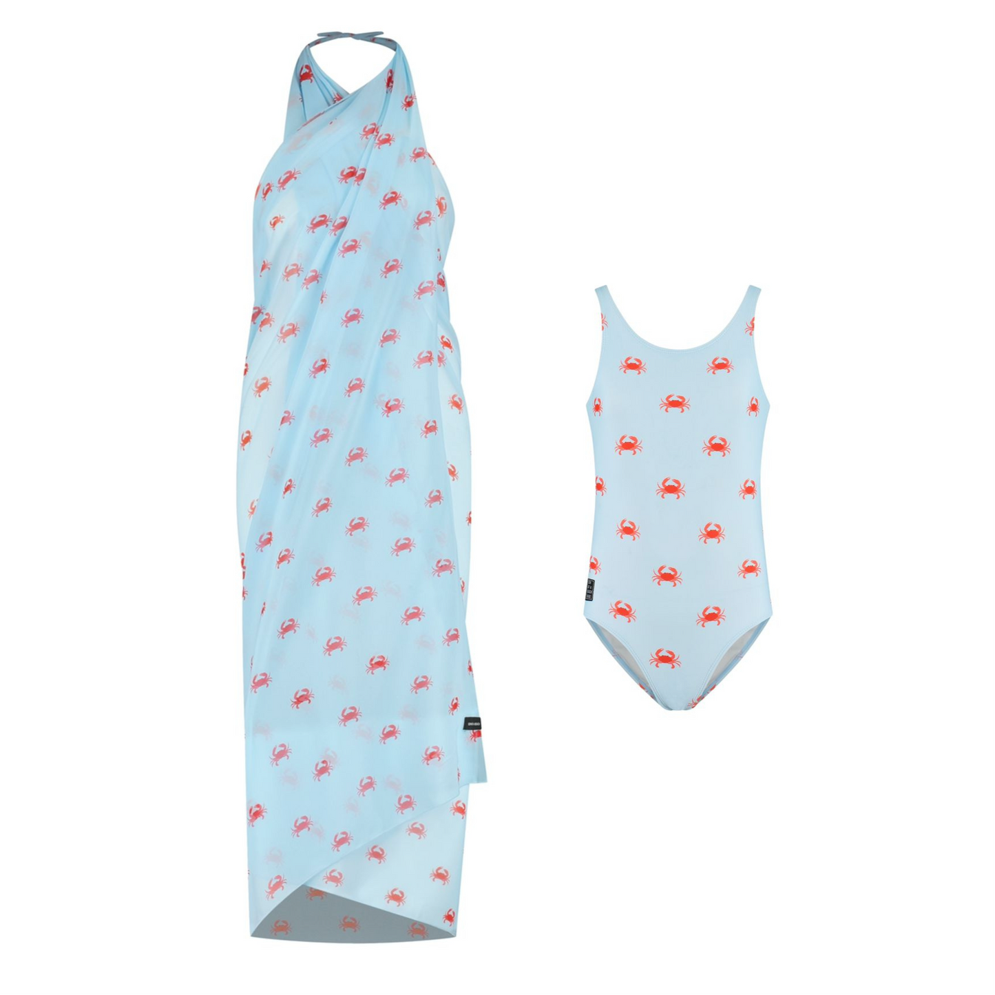 Crab, Light blue, Mother and daughter swimwear