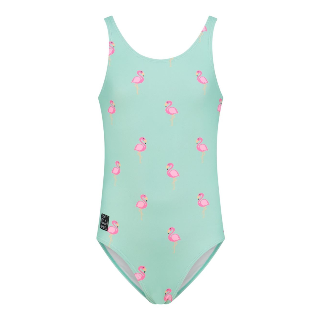 Flamingo, Green, Girls swimsuit