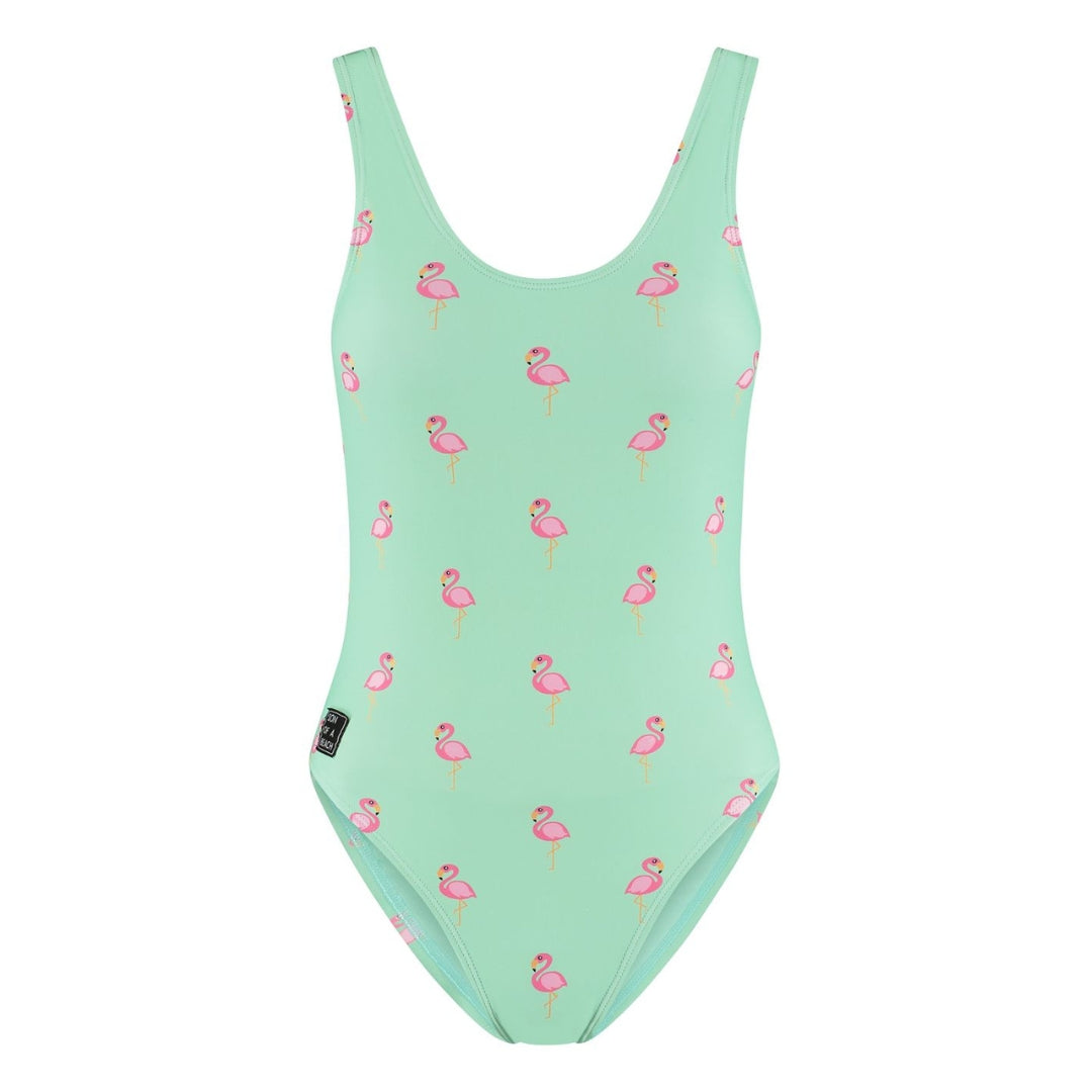 Flamingo, Green, Women's Swimsuit