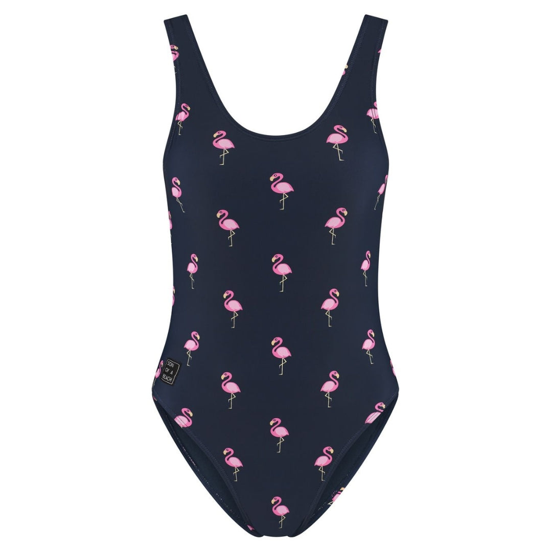Flamingo, Blue, Women's Swimsuit