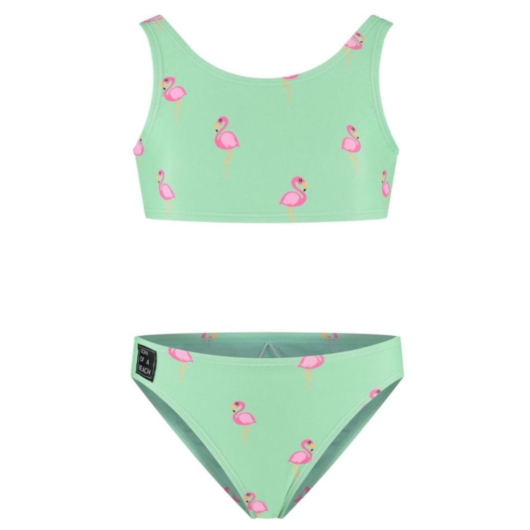 Flamingo, Green, Girls' bikini