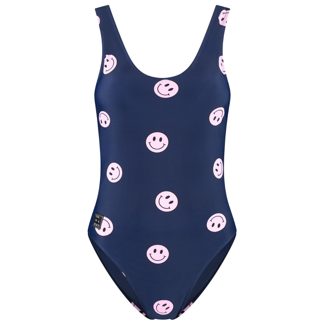 Smiley, Blue, Women's Swimsuit