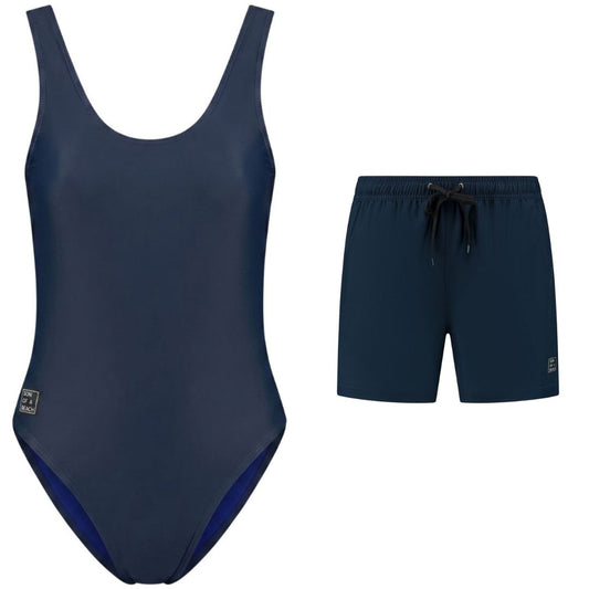 Solid, Blue, Mother and son swimsuit/swimming trunks