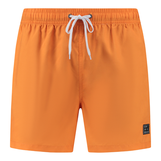 Solid, Orange, Men's swimming trunks