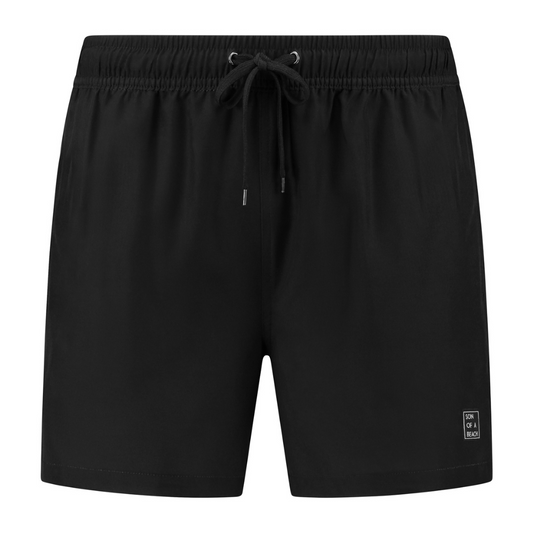 Solid, Black, Boys Swim Shorts