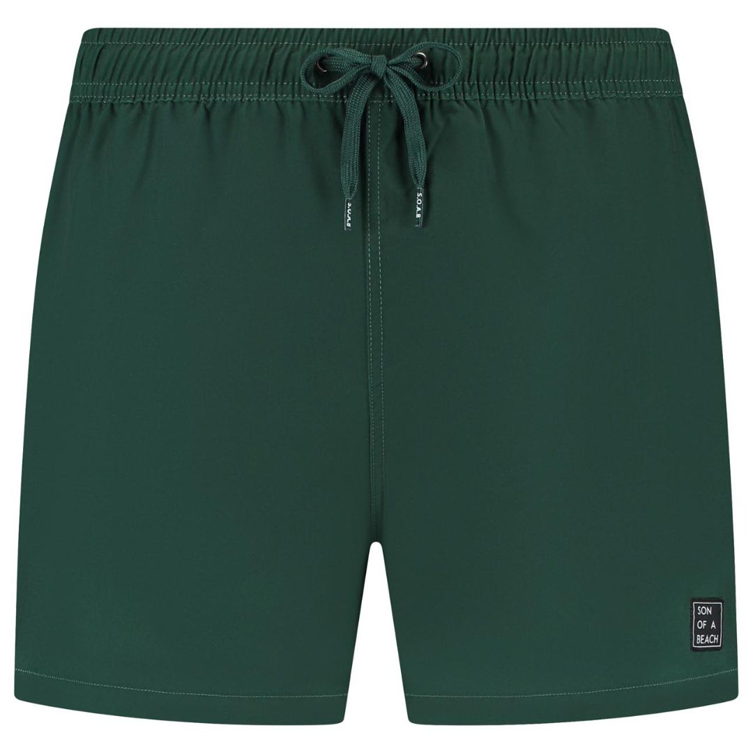 Solid, dark green, Boys swim trunks