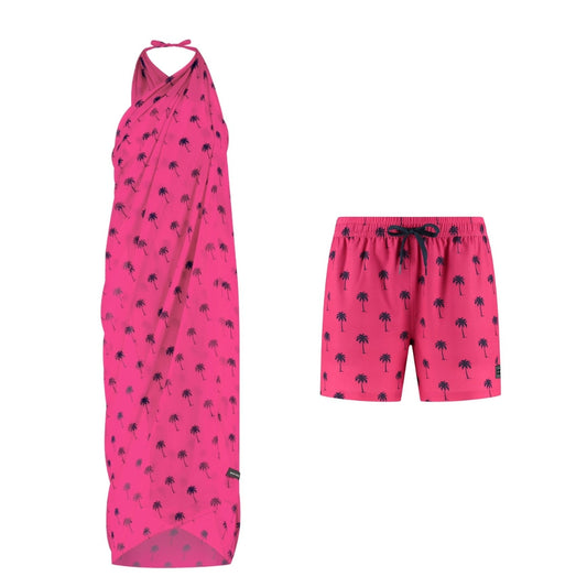 Palm Tree, Pink, Mother and Son Swimwear