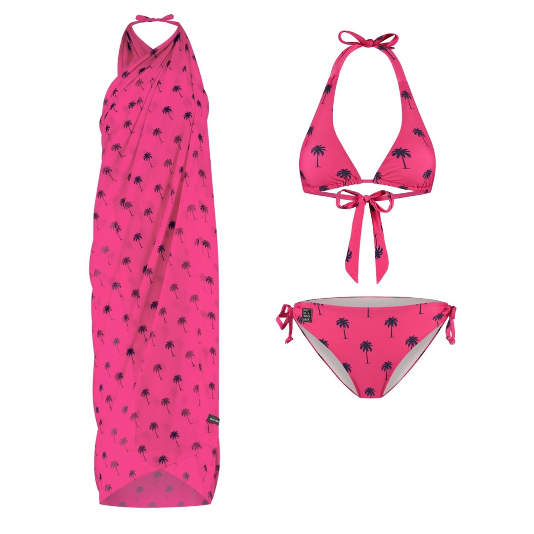 Palm Tree, Pink, Women's Bikini/wrap