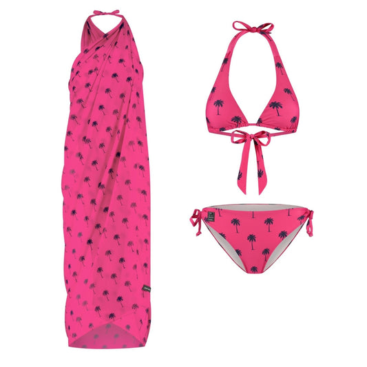 Palm Tree, Pink, Women's Bikini/wrap