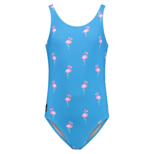 Flamingo, Royal Blue, Girls Swimsuit
