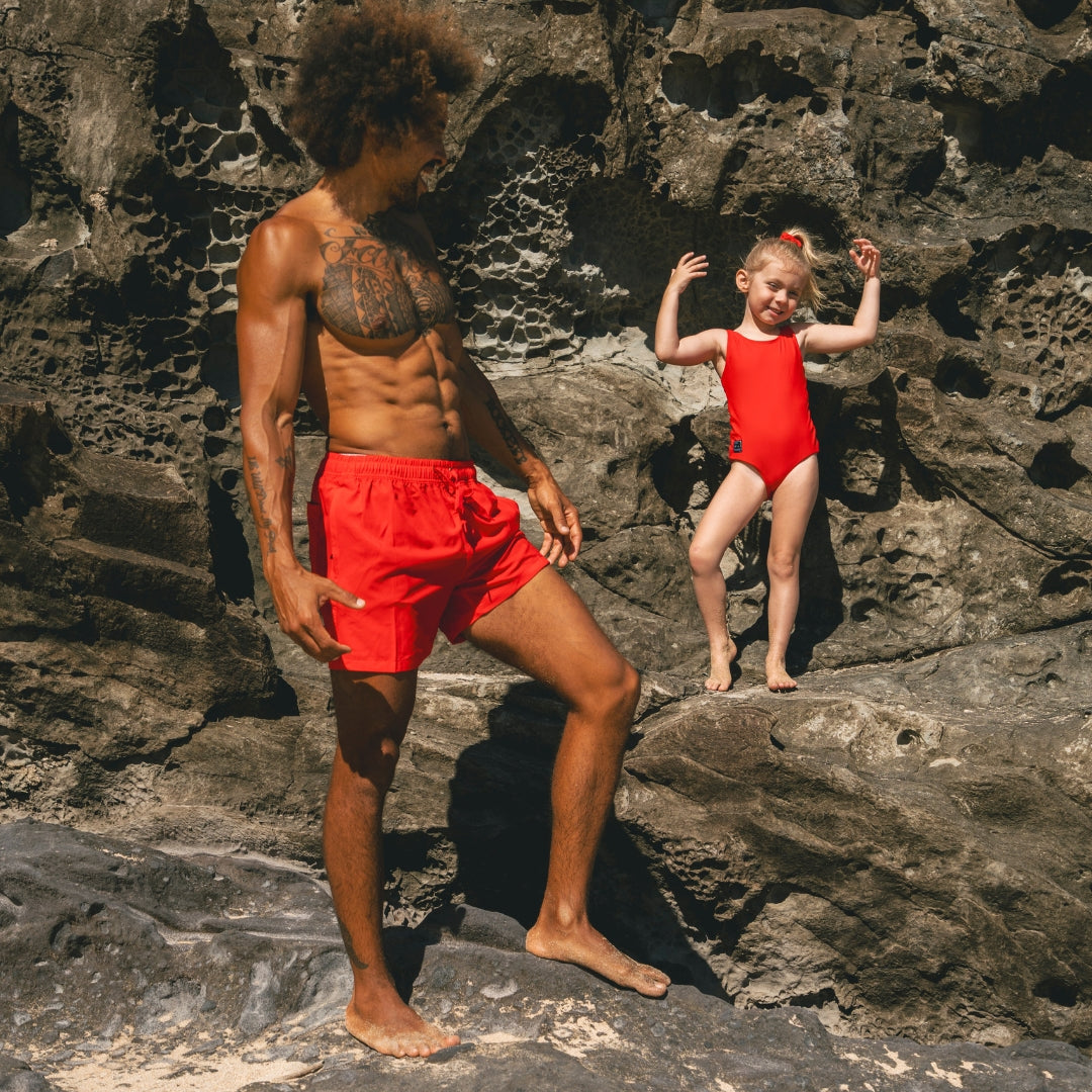 Solid, Red, Girls swimsuit