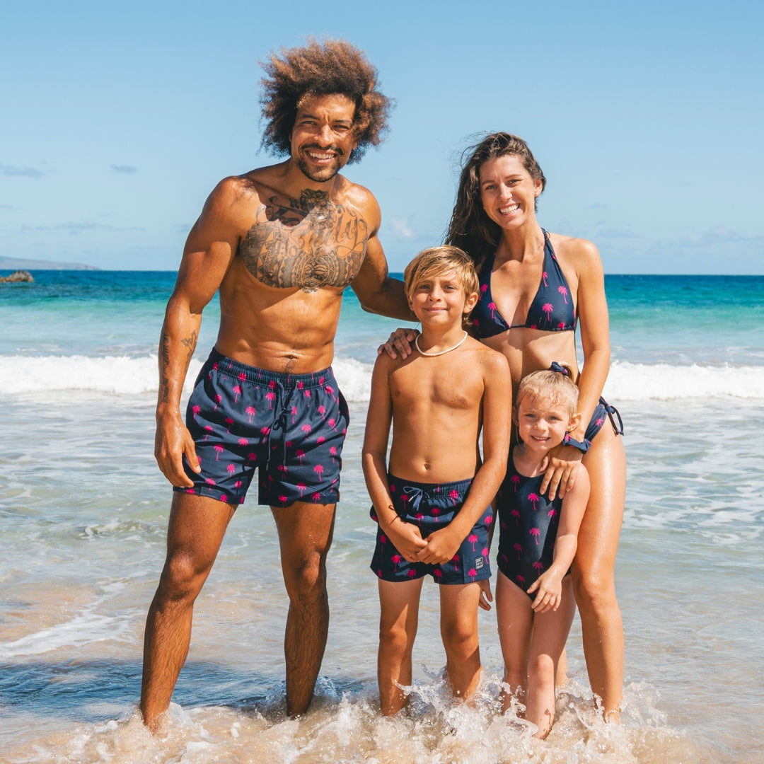Palm Tree, Blue, Father and Son swim shorts