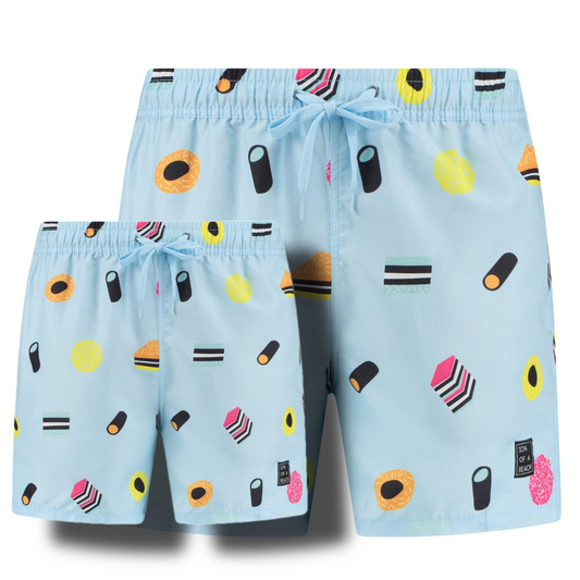 English licorice, Father and son swim shorts