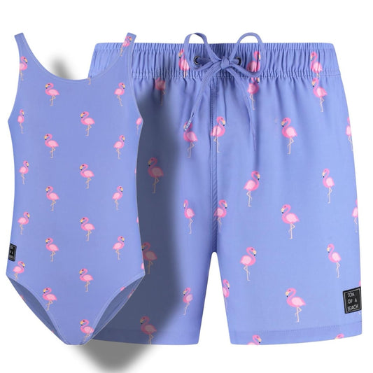 Flamingo, Paars, Vader en dochter zwemkleding