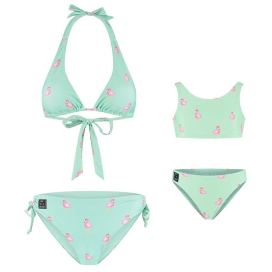 Flamingo, Green, Mother and daughter bikini/swimsuit