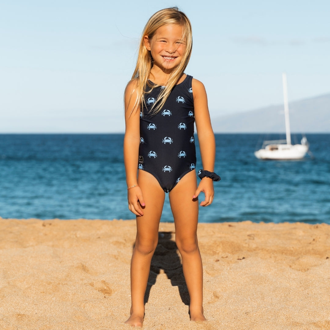 Crab, Blue, Girls swimsuit