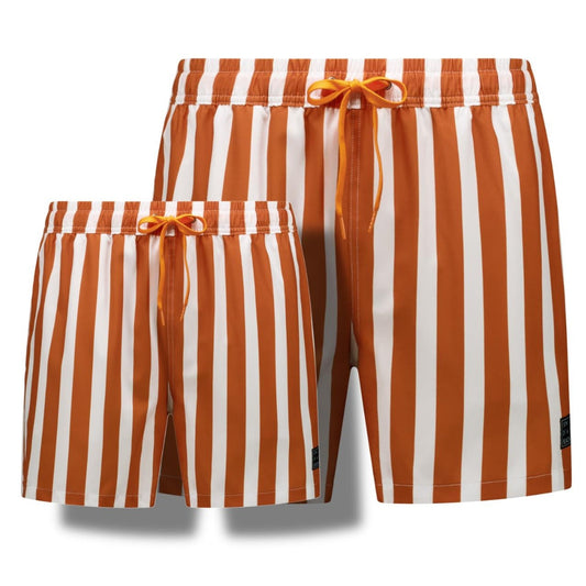 Striped, Brown, Father and son swim shorts