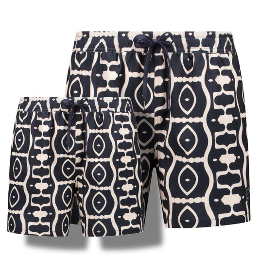 Abstract, Black, Father and son swim shorts