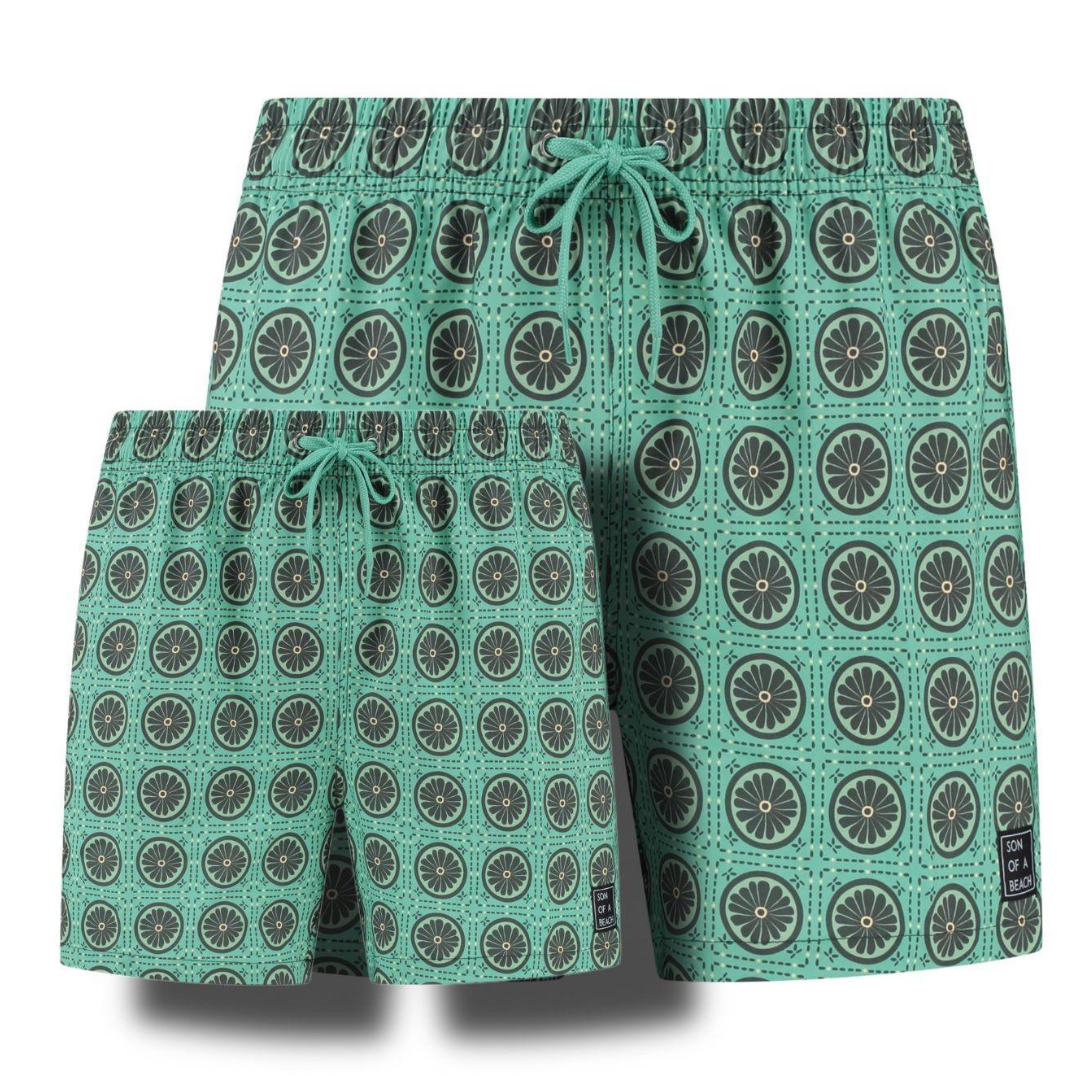 Nepal, Green, Father and son swim shorts