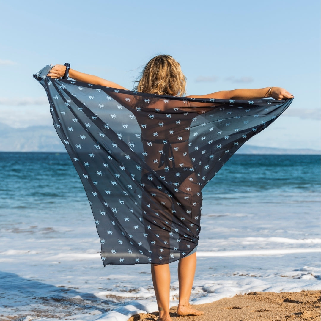 Crab, Blue, Women's Swimsuit/wrap