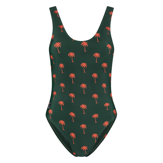Palm Tree, Dark Green, Women's Swimsuit