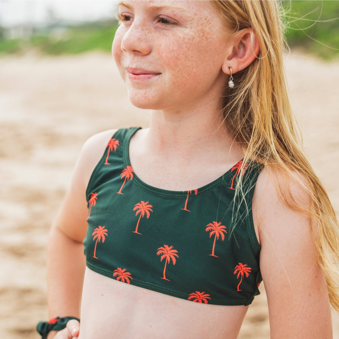 Palm tree, Dark green, Girls bikini