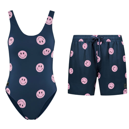 Smiley, Blue, Mother and son swimsuit/swimming trunks