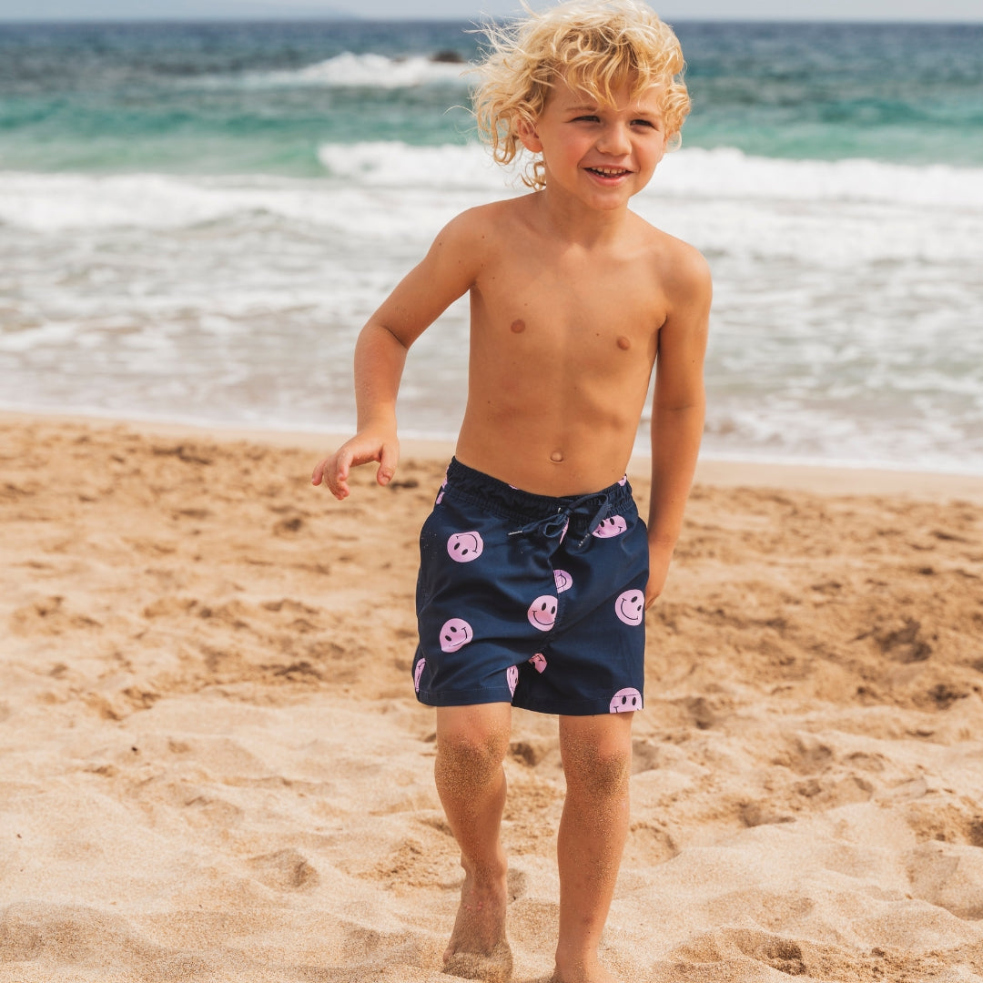 Smiley, Blue, Boys Swim Shorts