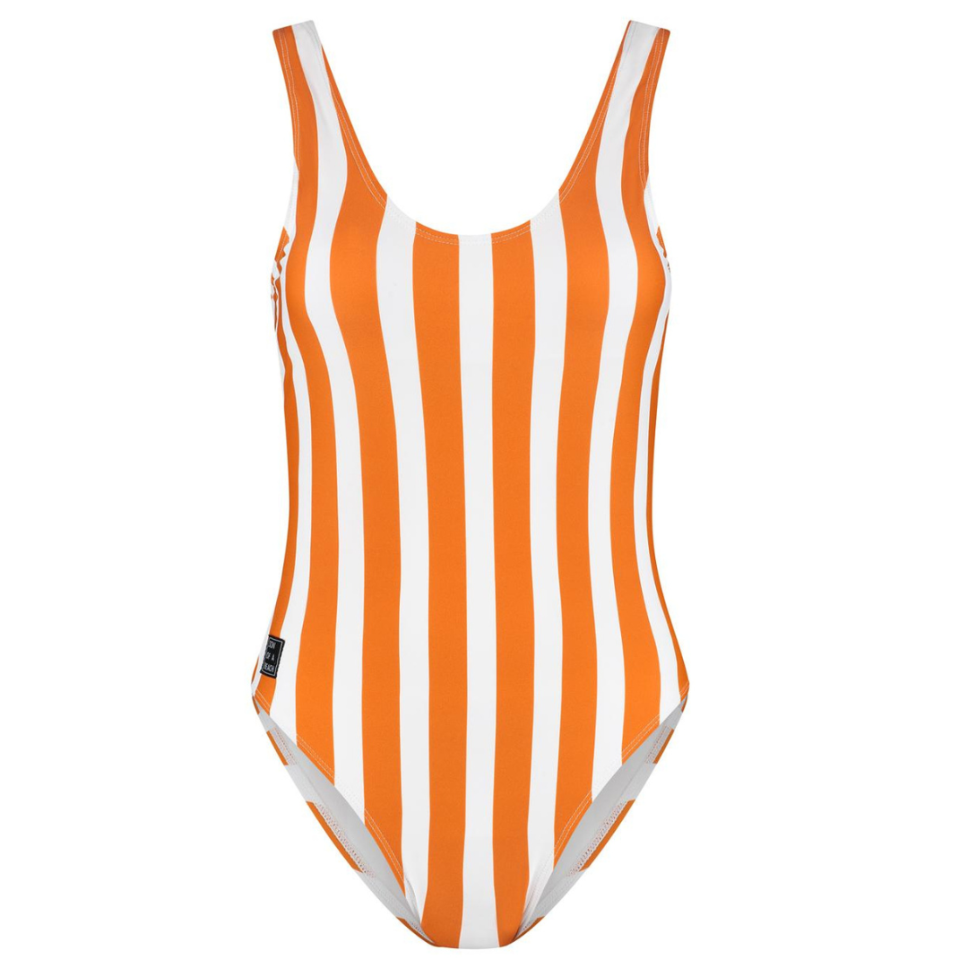 Striped, Brown, Women's Swimsuit