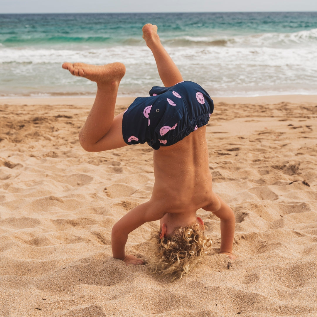 Smiley, Blue, Boys Swim Shorts