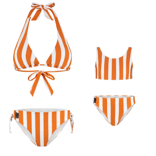 Striped, Brown, Mother and daughter bikinis