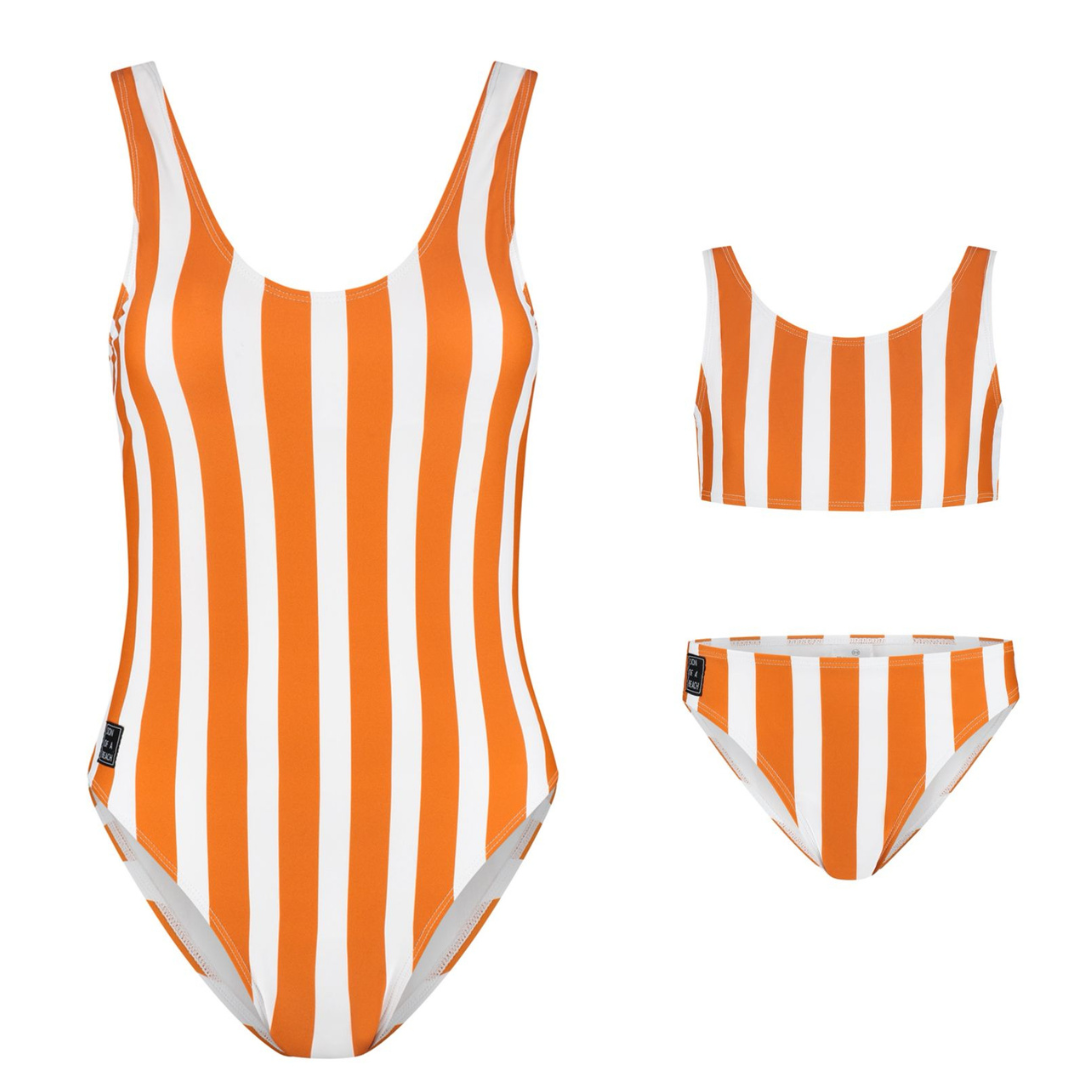 Striped, Brown, Mother and daughter swimsuit/bikini