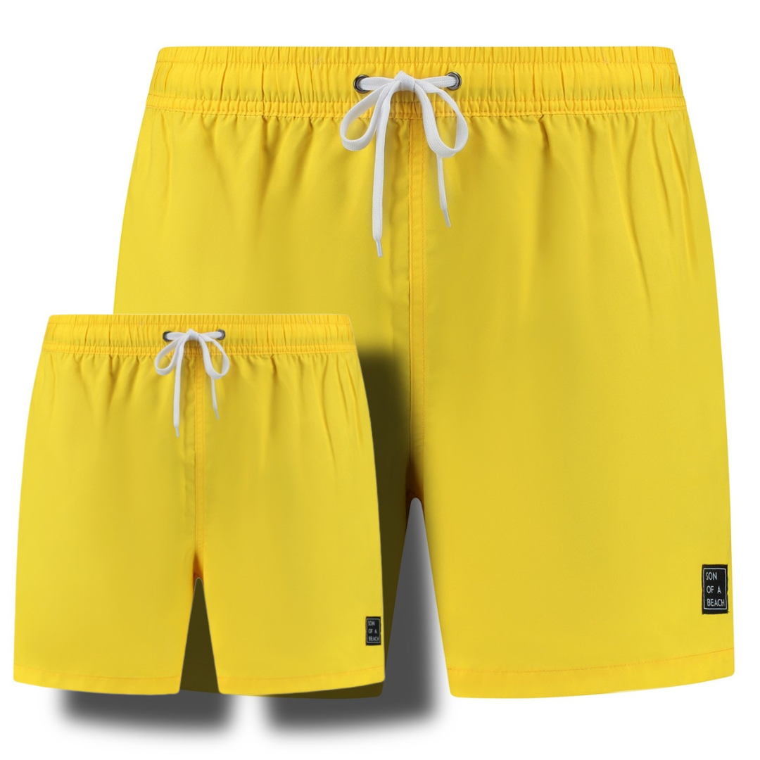 Solid, Yellow, Father and son swim shorts