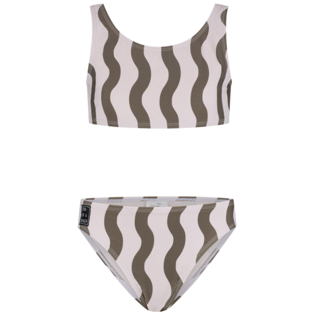 Stripe, Wavy green, Girls bikini